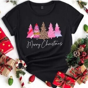 SHEIN Black Merry Christmas Graphic Tee